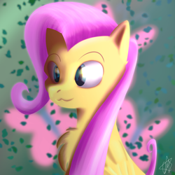 Size: 2750x2750 | Tagged: safe, artist:ermecg, imported from derpibooru, fluttershy, pegasus, pony, element of kindness, lineless, shiny hair, smiling, solo