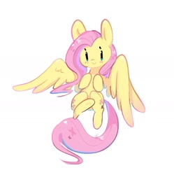 Size: 1398x1405 | Tagged: safe, artist:bubbletea, imported from derpibooru, fluttershy, pegasus, pony, blushing, simple background, smiling, solo, white background