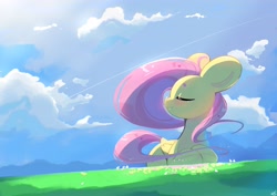 Size: 4093x2894 | Tagged: safe, alternate version, artist:bubbletea, imported from derpibooru, fluttershy, pegasus, pony, cute, eyes closed, lying down, prone, shyabetes, solo