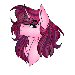 Size: 1526x1526 | Tagged: safe, artist:dejja-vu122, imported from derpibooru, oc, oc only, oc:cherry lume, pony, unicorn, bust, female, horn, mare, portrait, simple background, solo, transparent background, unicorn oc