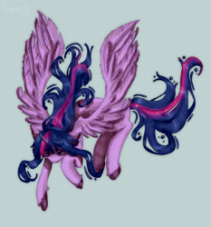 Size: 3515x3776 | Tagged: safe, artist:twivela, imported from derpibooru, twilight sparkle, alicorn, pony, female, looking down, mare, simple background, solo, spread wings, twilight sparkle (alicorn), wings