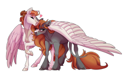 Size: 2600x1500 | Tagged: safe, artist:uunicornicc, imported from derpibooru, oc, oc only, pegasus, pony, unicorn, duo, horn, hug, large wings, male, pegasus oc, simple background, stallion, sternocleidomastoid, transparent background, unicorn oc, winghug, wings