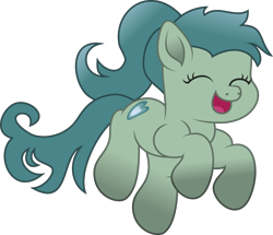 Size: 2244x1928 | Tagged: safe, artist:lincolnbrewsterfan, derpibooru exclusive, imported from derpibooru, oc, oc only, unnamed oc, earth pony, pony, :d, adorable face, cute, cute face, default avatar, default avatar ponified, earth pony oc, eyes closed, female, galloping, gift art, gradient mane, green mane, green tail, happy, heart, inkscape, jumping, leaping, mare, movie accurate, open mouth, open smile, ponified, prancing, simple background, smiling, solo, tail, transparent background, vector