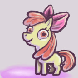 Size: 750x750 | Tagged: safe, artist:sakket, imported from derpibooru, apple bloom, earth pony, pony, female, filly, foal, simple background, smiling, solo