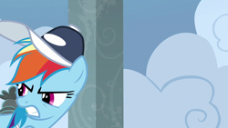 Size: 1280x720 | Tagged: safe, imported from derpibooru, screencap, rainbow dash, pegasus, pony, 2 4 6 greaaat, angry, coach rainbow dash, female, glare, gritted teeth, implied snips, looking back, mare, offscreen character, rainbow dash is not amused, school of friendship, solo, teeth, unamused