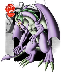 Size: 900x1058 | Tagged: safe, artist:evilrick, imported from derpibooru, spike, dragon, claws, corrupted, glow, glowing eyes, male, older, older spike, simple background, solo, transparent background, winged spike, wings
