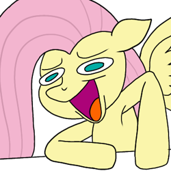 Size: 359x359 | Tagged: safe, artist:thread8, imported from derpibooru, fluttershy, pegasus, pony, armpits, colored, faic, female, flat colors, floppy ears, green eyes, hooves on the table, index get, laughing, long mane, mare, meme, open mouth, palindrome get, ponified meme, simple background, solo, transparent background, wheeze