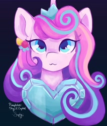 Size: 3497x4096 | Tagged: safe, artist:saphypone, imported from derpibooru, princess flurry heart, alicorn, pony, bust, crown, crystal heart, female, jewelry, mare, older, older flurry heart, regalia, solo