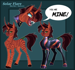 Size: 3752x3500 | Tagged: safe, artist:parrpitched, imported from derpibooru, oc, oc:solar flare(fire), hybrid, pony, unicorn, zebra, bat hybrid, clothes, concave belly, fireheart76's latex suit design, gloves, latex, latex gloves, latex suit, prisoners of the moon, rubber suit, slim, stripes, thin, zebra oc