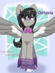 Size: 1080x1440 | Tagged: safe, artist:flower-black, derpibooru exclusive, imported from derpibooru, octavia melody, pegasus, pony, comic:friendship reimagined, bowtie, female, mare, race swap, solo