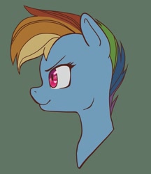 Size: 1123x1300 | Tagged: safe, artist:bakugoseyel1ner, imported from derpibooru, rainbow dash, pegasus, pony, bust, green background, profile, simple background, solo