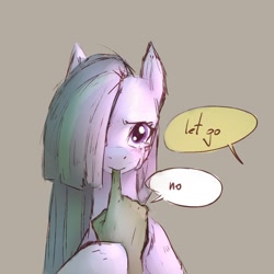 Size: 1088x1088 | Tagged: safe, artist:haku nichiya, imported from derpibooru, marble pie, oc, oc:anon, earth pony, human, pony, biting, blushing, canon x oc, crying, finger bite, finger in mouth, hair over one eye, let go, looking at you, no, nom, offscreen character, pov, teary eyes
