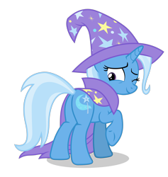 Size: 5352x5634 | Tagged: safe, alternate version, artist:gypsykumquat, imported from derpibooru, trixie, pony, unicorn, no second prances, .svg available, butt, cape, clothes, female, hat, inkscape, looking back, one eye closed, plot, raised hoof, rear view, show accurate, simple background, smiling, solo, the great and powerful ass, transparent background, trixie's cape, trixie's hat, vector, wink
