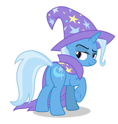 Size: 5352x5634 | Tagged: safe, alternate version, artist:gypsykumquat, imported from derpibooru, trixie, pony, unicorn, no second prances, .svg available, absurd resolution, butt, cape, clothes, female, hat, inkscape, lidded eyes, looking at you, looking back, looking back at you, mare, plot, raised hoof, rear view, shadow, show accurate, simple background, smiling, smiling at you, smirk, solo, the great and powerful ass, transparent background, trixie's cape, trixie's hat, vector