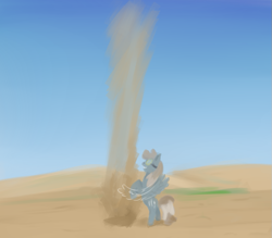 Size: 803x704 | Tagged: safe, artist:anonymous, imported from derpibooru, dust devil, pegasus, pony, flapping, flapping wings, goggles, happy, sand, smiling, solo, wings