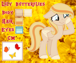 Size: 1526x1282 | Tagged: safe, artist:cindystarlight, imported from derpibooru, oc, oc only, oc:lily butterflies, pegasus, pony, female, mare, reference sheet, solo