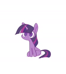 Size: 1790x2008 | Tagged: safe, artist:noupu, imported from derpibooru, twilight sparkle, pony, unicorn, cute, eye clipping through hair, female, mare, missing cutie mark, no pupils, simple background, sitting, solo, twiabetes, unicorn twilight, white background