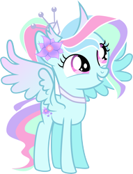 Size: 6099x7981 | Tagged: safe, artist:shootingstarsentry, imported from derpibooru, oc, oc only, oc:monarch, changepony, hybrid, female, interspecies offspring, offspring, parent:princess celestia, parent:thorax, parents:thoralestia, simple background, solo, transparent background