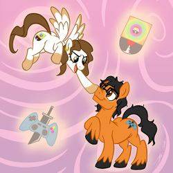 Size: 1919x1919 | Tagged: safe, artist:bassywolfeh, imported from derpibooru, oc, oc only, oc:bassy, oc:iceberg, earth pony, pegasus, pony, glasses, ponified