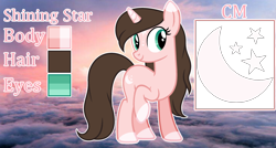 Size: 2896x1552 | Tagged: safe, artist:cindystarlight, imported from derpibooru, oc, oc only, oc:shining star, pony, unicorn, female, mare, reference sheet, solo