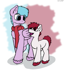 Size: 1241x1366 | Tagged: safe, artist:monycaalot, imported from derpibooru, oc, oc:giddy diddy, earth pony, pegasus, pony, big pony, clothes, colored sketch, earth pony oc, male, patreon, patreon reward, pegasus oc, scarf, simple background, sketch, solo, white background