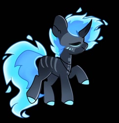 Size: 675x695 | Tagged: safe, artist:nathegar, imported from derpibooru, oc, oc only, pony, unicorn, base used, black background, black coat, blue fire, eyes closed, fire, horn, male, mane of fire, simple background, solo, stallion, tail, tail of fire, unicorn oc