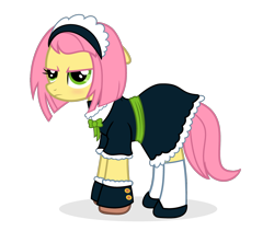 Size: 1920x1623 | Tagged: safe, artist:grapefruit-face, imported from derpibooru, earth pony, pony, adoraposey, angry, base used, blushing, clothes, cute, dress, g4, g5, g5 to g4, generation leap, grumpy, madorable, maid, posey bloom, posey can't catch a break, shoes, simple background, solo, transparent background