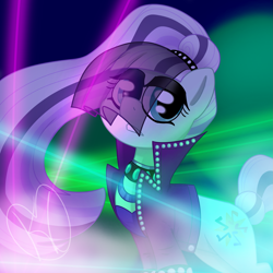Size: 1811x1811 | Tagged: safe, artist:doodleeartz, imported from derpibooru, coloratura, earth pony, pony, the mane attraction, bracelet, clothes, collar, countess coloratura, female, jacket, jewelry, lights, looking at you, mare, solo, the spectacle