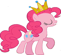 Size: 658x591 | Tagged: safe, edit, edited screencap, imported from derpibooru, screencap, pinkie pie, earth pony, pony, background removed, crown, eyes closed, jewelry, queen, regalia, simple background, solo, transparent background