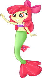 Size: 359x660 | Tagged: safe, artist:liniitadash23, imported from derpibooru, apple bloom, mermaid, seapony (g4), equestria girls, surf and/or turf, belly button, bow, equestria girls-ified, fish tail, mermaid tail, mermaidized, seaponified, seapony apple bloom, simple background, solo, species swap, tail, transparent background