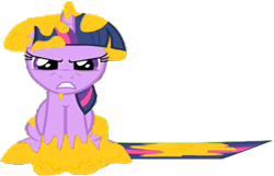 Size: 747x481 | Tagged: safe, edit, edited screencap, imported from derpibooru, screencap, twilight sparkle, pony, feeling pinkie keen, annoyed, background removed, floppy ears, food, honey, messy mane, messy tail, simple background, solo, sticky, tail, transparent background, ugh