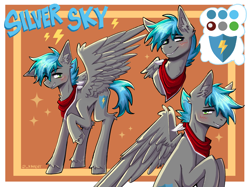 Size: 2732x2048 | Tagged: safe, artist:rament, imported from derpibooru, oc, oc only, oc:silver sky, pegasus, pony, blushing, cutie mark, male, reference sheet, solo, stallion