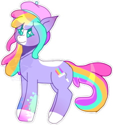 Size: 659x729 | Tagged: safe, artist:luc1g07ch1, imported from derpibooru, oc, oc only, oc:rainbow splash, earth pony, earth pony oc, hat, markings, paint, simple background, solo, transparent background