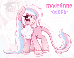 Size: 3549x2788 | Tagged: safe, artist:madelinne, imported from derpibooru, oc, oc only, pony, adoptable, chest fluff, fur, glasses, jewelry, leonine tail, long hair, simple background, tail, unshorn fetlocks, zoom layer