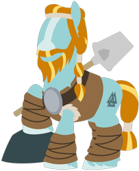 Size: 2600x3200 | Tagged: safe, artist:chachaxevaxjeffrey, imported from derpibooru, rockhoof, earth pony, pony, g4, lineless, male, minimalist, modern art, rockhoof's shovel, shovel, simple background, solo, stallion, transparent background, valknut, vector