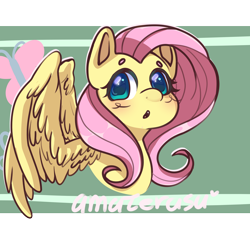 Size: 2894x2638 | Tagged: safe, artist:sh1ann, imported from derpibooru, fluttershy, pegasus, pony, blushing, bust, cute, daaaaaaaaaaaw, female, high res, mare, open mouth, partially open wings, shyabetes, solo, wings