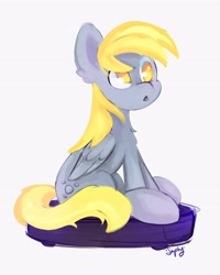 Size: 3284x4096 | Tagged: safe, artist:saphypone, imported from derpibooru, derpy hooves, pegasus, pony, female, mare, ponies riding roombas, roomba, simple background, sketch, solo, white background