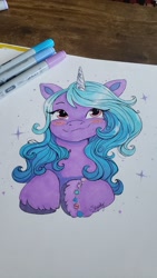 Size: 1152x2048 | Tagged: safe, artist:saphypone, imported from derpibooru, izzy moonbow, pony, unicorn, 2022, copic, female, g5, mare, old art, solo, traditional art
