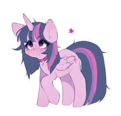 Size: 1044x998 | Tagged: safe, artist:cyzarinefredek, imported from derpibooru, twilight sparkle, alicorn, pony, collar, messy mane, simple background, solo, twilight sparkle (alicorn), white background