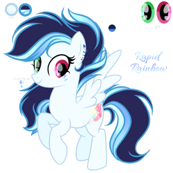 Size: 2048x2048 | Tagged: safe, artist:harmonyvitality-yt, imported from derpibooru, oc, oc only, oc:rapid rainbow, pegasus, pony, base used, ear piercing, earring, eyelashes, female, heterochromia, jewelry, mare, offspring, parent:rainbow dash, parent:soarin', parents:soarindash, pegasus oc, piercing, simple background, solo, spread wings, transparent background, wings