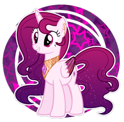 Size: 2220x2173 | Tagged: safe, artist:pastelnightyt, imported from derpibooru, oc, oc only, alicorn, pony, alicorn oc, base used, ear piercing, earring, ethereal hair, ethereal mane, ethereal tail, female, folded wings, galaxy wings, horn, jewelry, long mane, long tail, magenta eyes, mare, peytral, piercing, simple background, solo, standing, starry hair, starry mane, starry tail, starry wings, tail, transparent background, wings