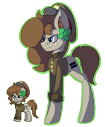 Size: 1036x1256 | Tagged: safe, artist:brybrychan, imported from derpibooru, oc, oc only, earth pony, pony, pony town, clothes, earth pony oc, equal cutie mark, flower, flower in hair, frown, hat, long legs, simple background, solo, tall, transparent background