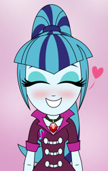 Size: 1280x2013 | Tagged: safe, artist:diegator007, imported from derpibooru, sonata dusk, human, equestria girls, 2018, blushing, eyes closed, female, gem, heart, old art, siren gem, solo