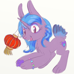 Size: 2048x2048 | Tagged: safe, artist:kovoranu, imported from derpibooru, izzy moonbow, hare, hybrid, jackalope, pony, unicorn, chinese new year, g5, solo, species swap, year of the rabbit