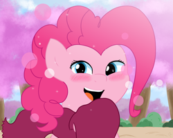 Size: 2500x2000 | Tagged: safe, artist:reinbou, imported from derpibooru, pinkie pie, earth pony, pony, blushing, smiling, solo