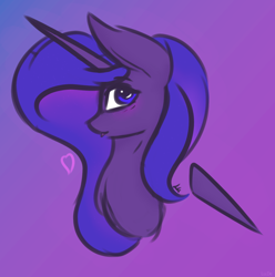 Size: 1968x1980 | Tagged: safe, artist:lu.de, imported from derpibooru, princess luna, alicorn, pony, 30 minute art challenge, bust, gradient background, heart, looking at you, portrait