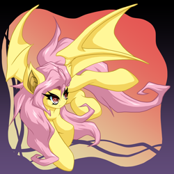 Size: 2000x2000 | Tagged: safe, artist:ragurimo, imported from derpibooru, fluttershy, bat pony, pony, bat ponified, flutterbat, race swap, solo