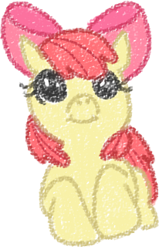 Size: 215x324 | Tagged: safe, artist:a8scond, imported from derpibooru, apple bloom, earth pony, pony, apple bloom's bow, bow, female, filly, foal, hair bow, looking at you, simple background, smiling, solo, white background