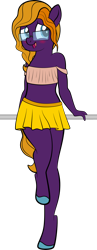 Size: 1280x3299 | Tagged: safe, alternate version, artist:alexdti, imported from derpibooru, oc, oc only, oc:purple creativity, anthro, pegasus, unguligrade anthro, blushing, clothes, glasses, simple background, skirt, solo, top, transparent background