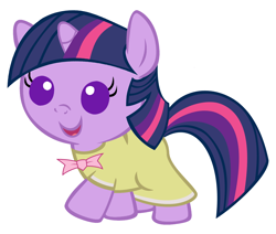 Size: 2600x2200 | Tagged: safe, artist:beavernator, imported from derpibooru, twilight sparkle, pony, unicorn, season 2, sweet and elite, baby, baby pony, babylight sparkle, birthday dress, clothes, cute, dress, female, foal, open mouth, open smile, simple background, smiling, solo, twiabetes, unicorn twilight, white background, younger